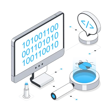 Code debugging on computer  Illustration