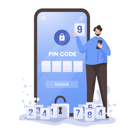 Code PIN pour déverrouiller l'écran du mot de passe  Illustration