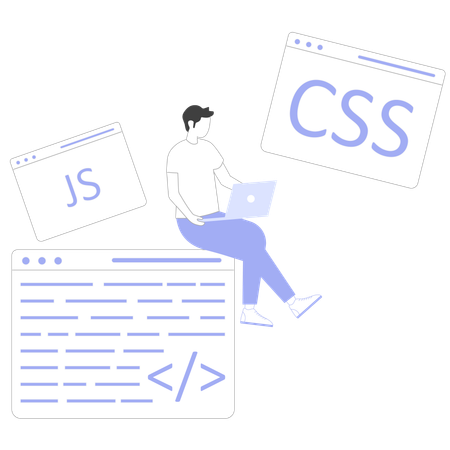 Coder arbeitet an Entwicklungsanwendung  Illustration