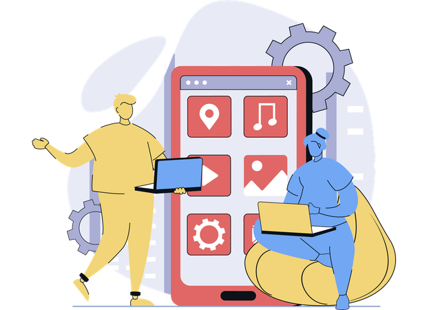 Coder codes for mobile functions  Illustration