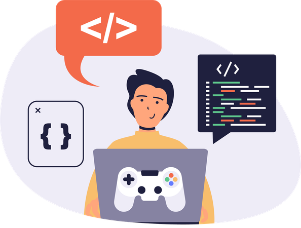 Coder creating gaming application  Illustration