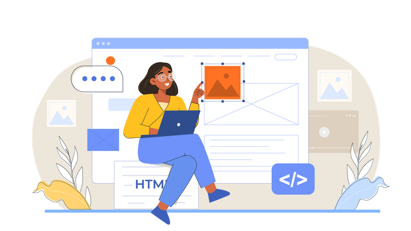 Coder developing website for user experience Illustration