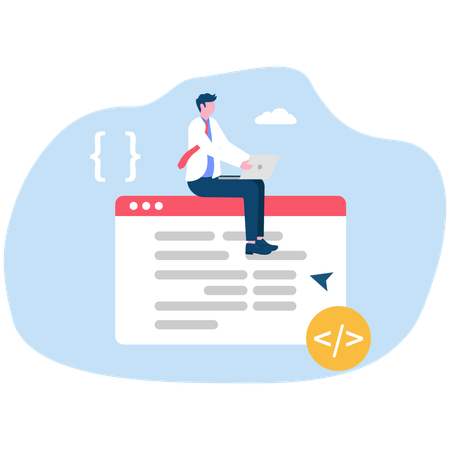 Coder develops new script for software  Illustration