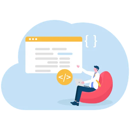Coder develops new software for users  Illustration