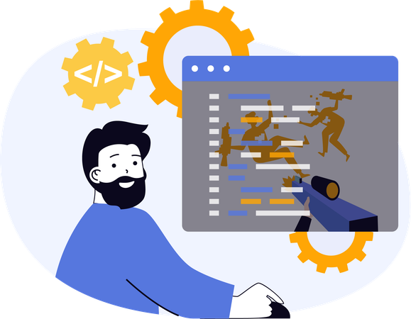 Coder가 비즈니스를 위한 새로운 웹사이트를 개발합니다  일러스트레이션
