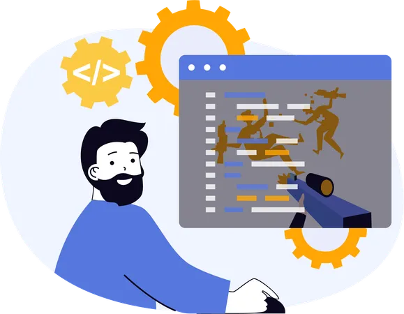 Coder가 비즈니스를 위한 새로운 웹사이트를 개발합니다  일러스트레이션