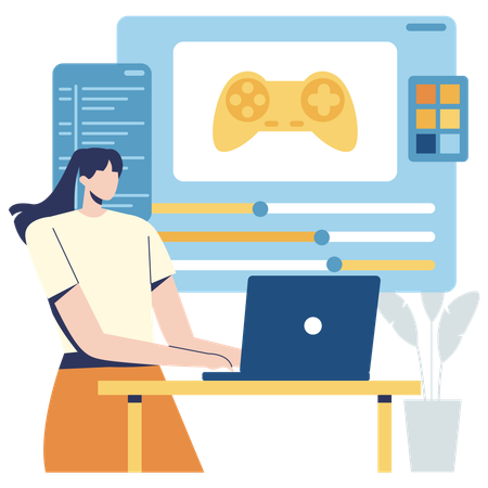 Coder doing Game Development  Illustration