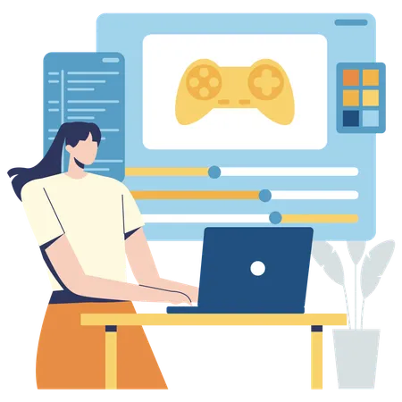 Coder doing Game Development  Illustration