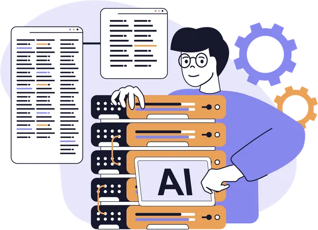 Coder doing server programming  Illustration