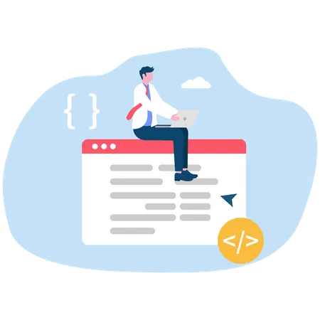 Coder entwickelt neues Skript für Software  Illustration