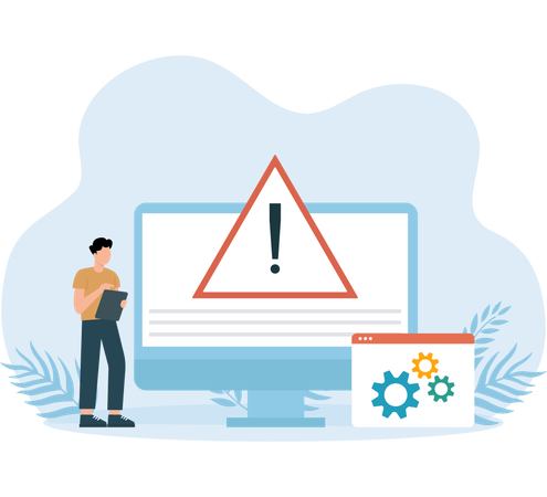 Coder faces Web Alert  Illustration