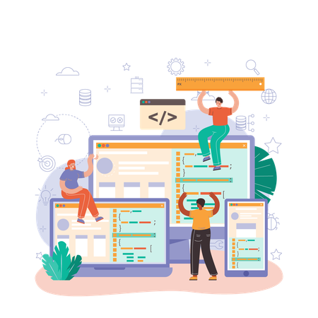 Coder improving web performance  Illustration
