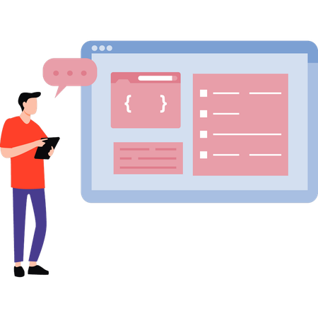 Coder is explaining the code Illustration