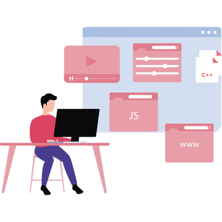 Coder is working on web development  Illustration