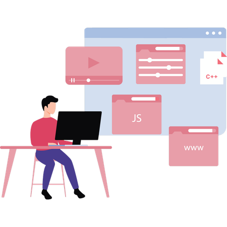 Coder is working on web development Illustration