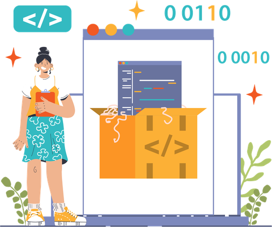 Coder is writing programming lines  Illustration