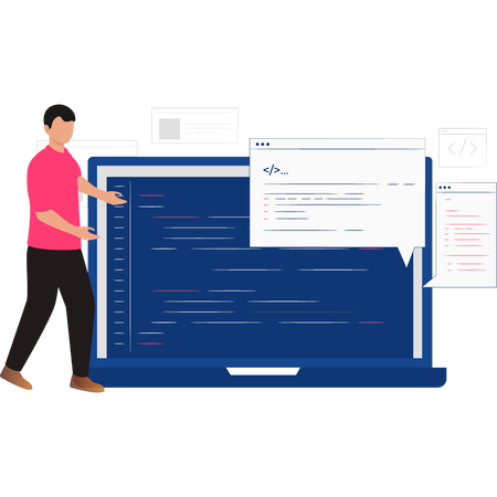 Coder is writing programming lines  Illustration