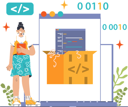 Coder is writing programming lines イラスト