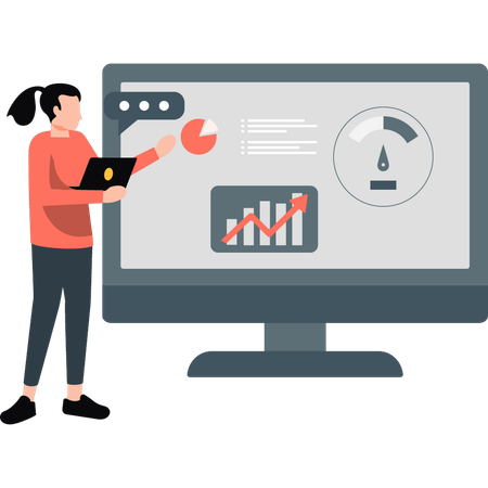 Programmierer präsentiert Testdiagramm auf Konferenz  Illustration