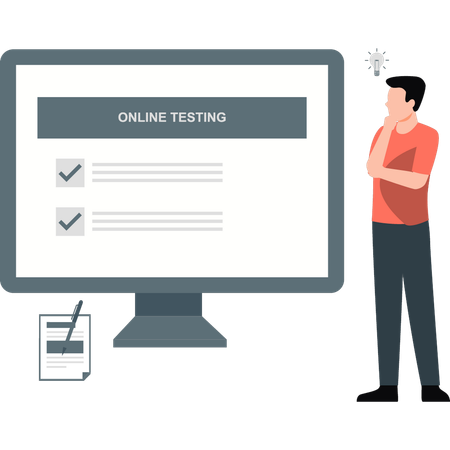 Coder tests his new software on system  Illustration