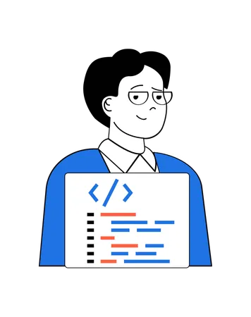 Coder views at coding lines  Illustration