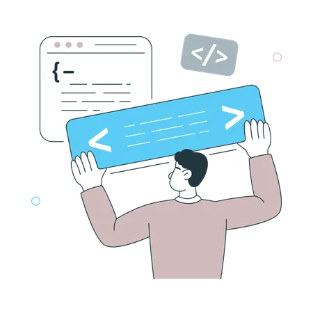 Coder Working on developing website  Illustration