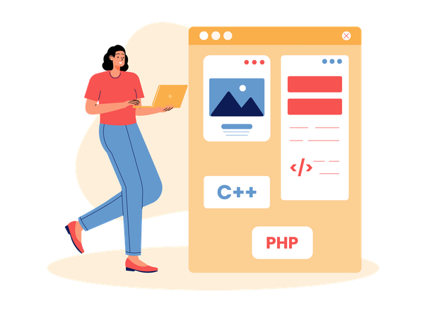 Coder working on web development  Illustration