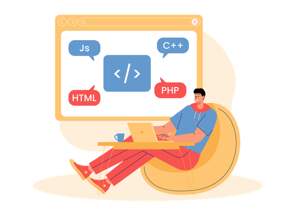 Coder working on web development  Illustration
