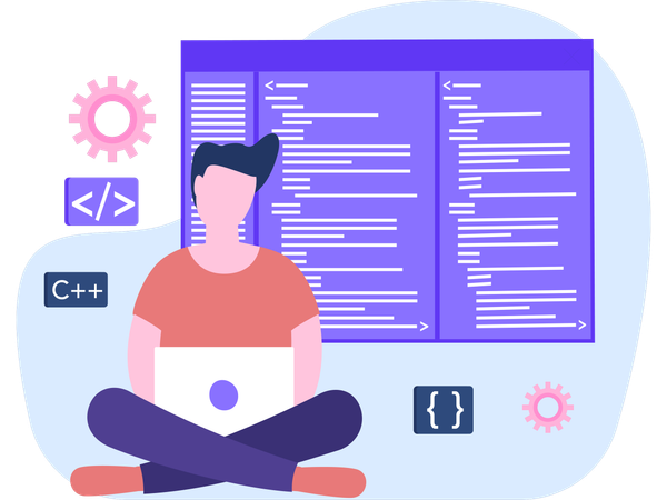 Coder working with Code Optimization Illustration