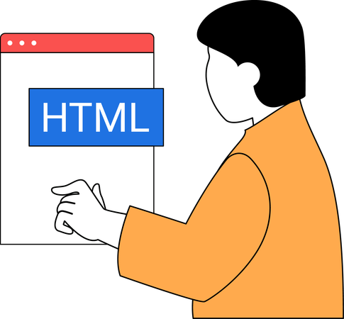 Coder works in HTML language  Illustration