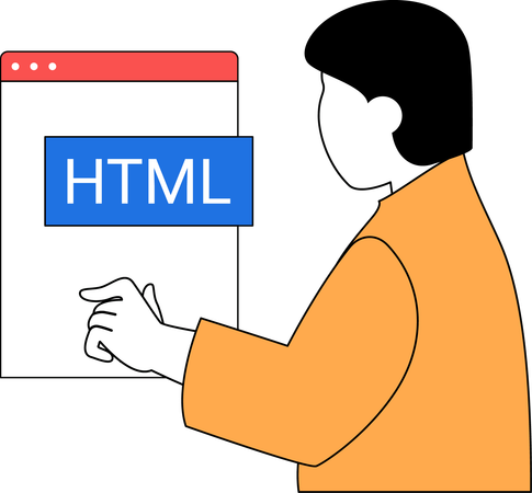 Coder works in HTML language Illustration