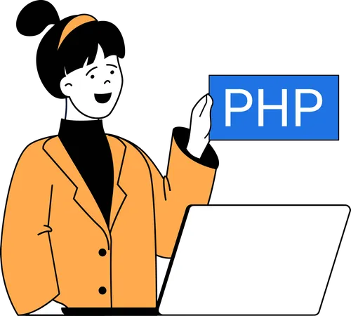 Coder works in PHP language  Illustration