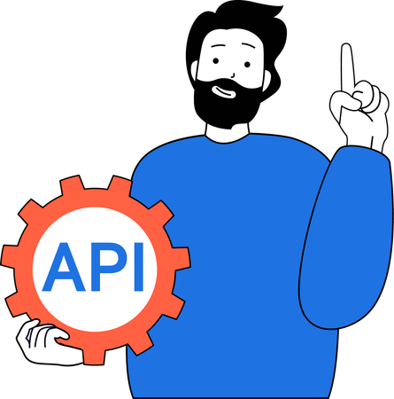 Coder works on API  Illustration
