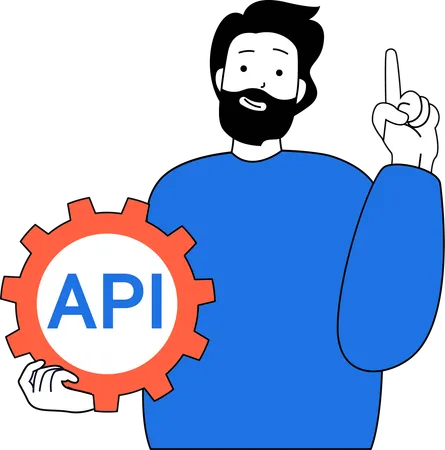 Coder works on API  Illustration