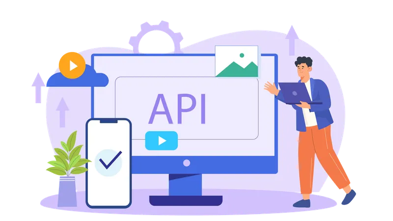 Le codeur travaille sur la gestion des API  Illustration