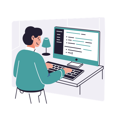 Coder works on Coding  Illustration