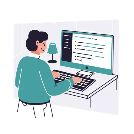 Coder works on Coding  Illustration