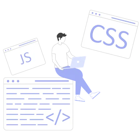 Coder works on Development application  Illustration