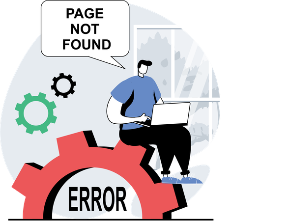 Coder works on error page  Illustration