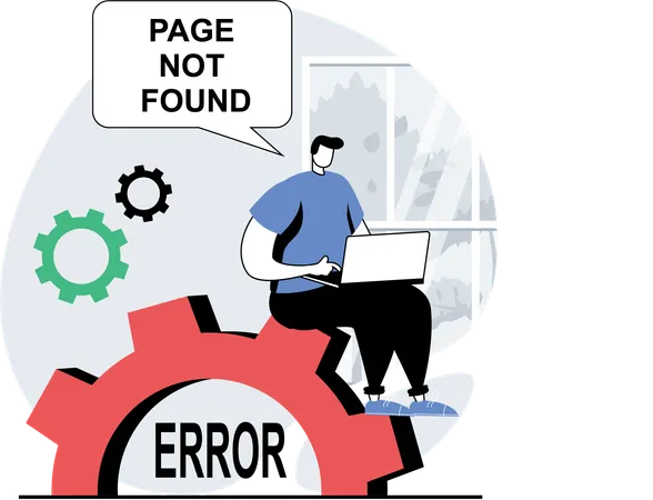 Coder works on error page  Illustration