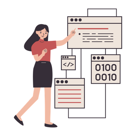Coder works on software programs  Illustration