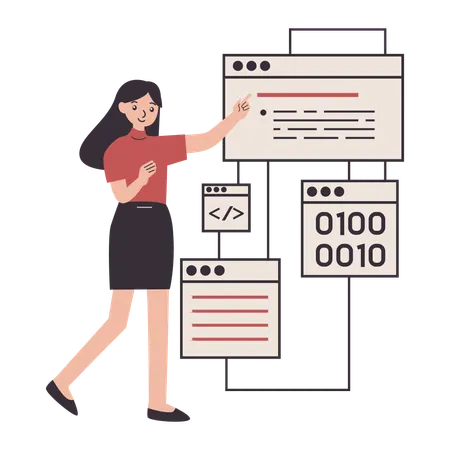 Coder works on software programs  Illustration