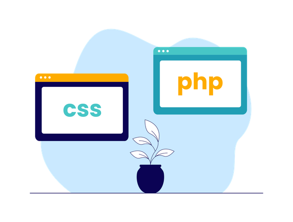 Codificação CSS e codificação PHP  Ilustração