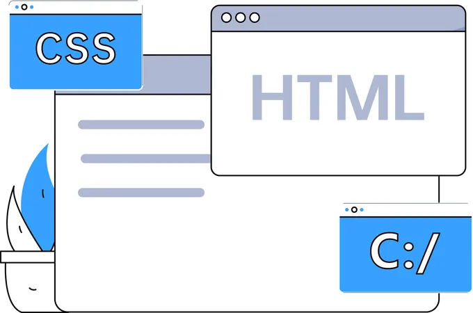 Codificação de site usando código HTML  Ilustração