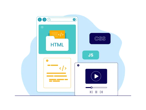 Vídeo de codificação HTML e CSS  Ilustração