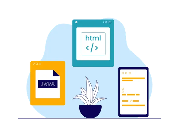 Codificação HTML e Java  Ilustração