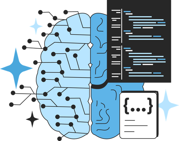 Codificación Ai y generación de código.  Ilustración