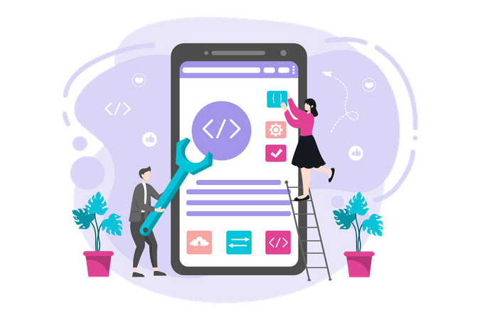 Codificación de aplicaciones móviles  Ilustración