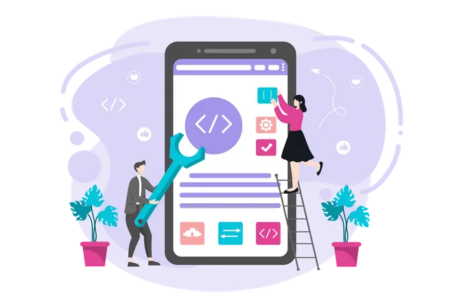 Codificación de aplicaciones móviles  Ilustración