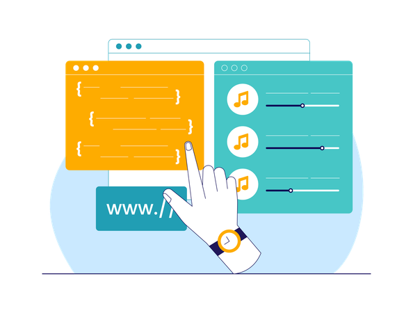 Codificación de sitios web con pista de audio  Ilustración